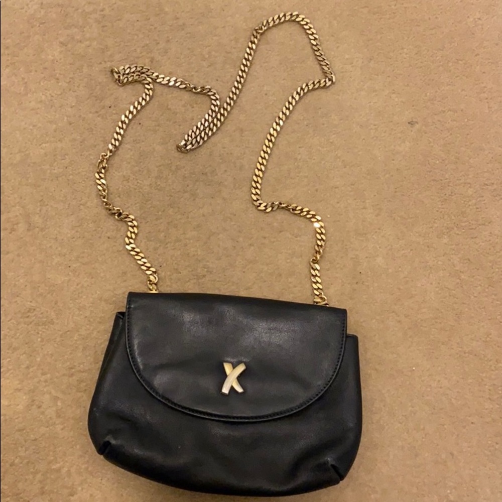 Paloma Picasso Vintage Style Leather Crossbody Bag with Gold Chain